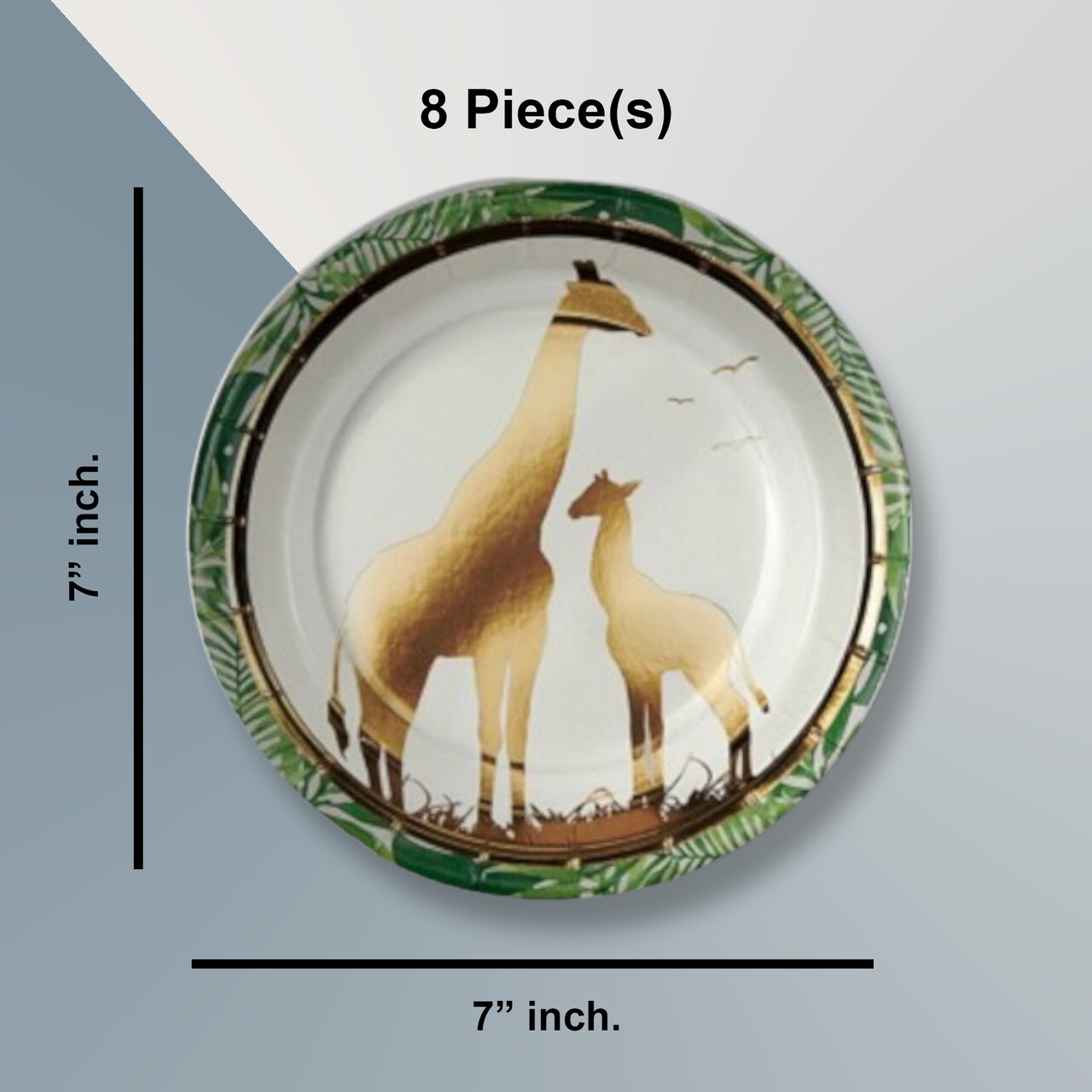Sophisticated Safari Giraffe Paper Dessert Plates 8 Count Jungle Theme 7 Inch